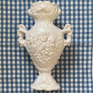 RARE Vintage White Porcelain Elpa Alcobaca Cherub Large Handles Vase Portugal